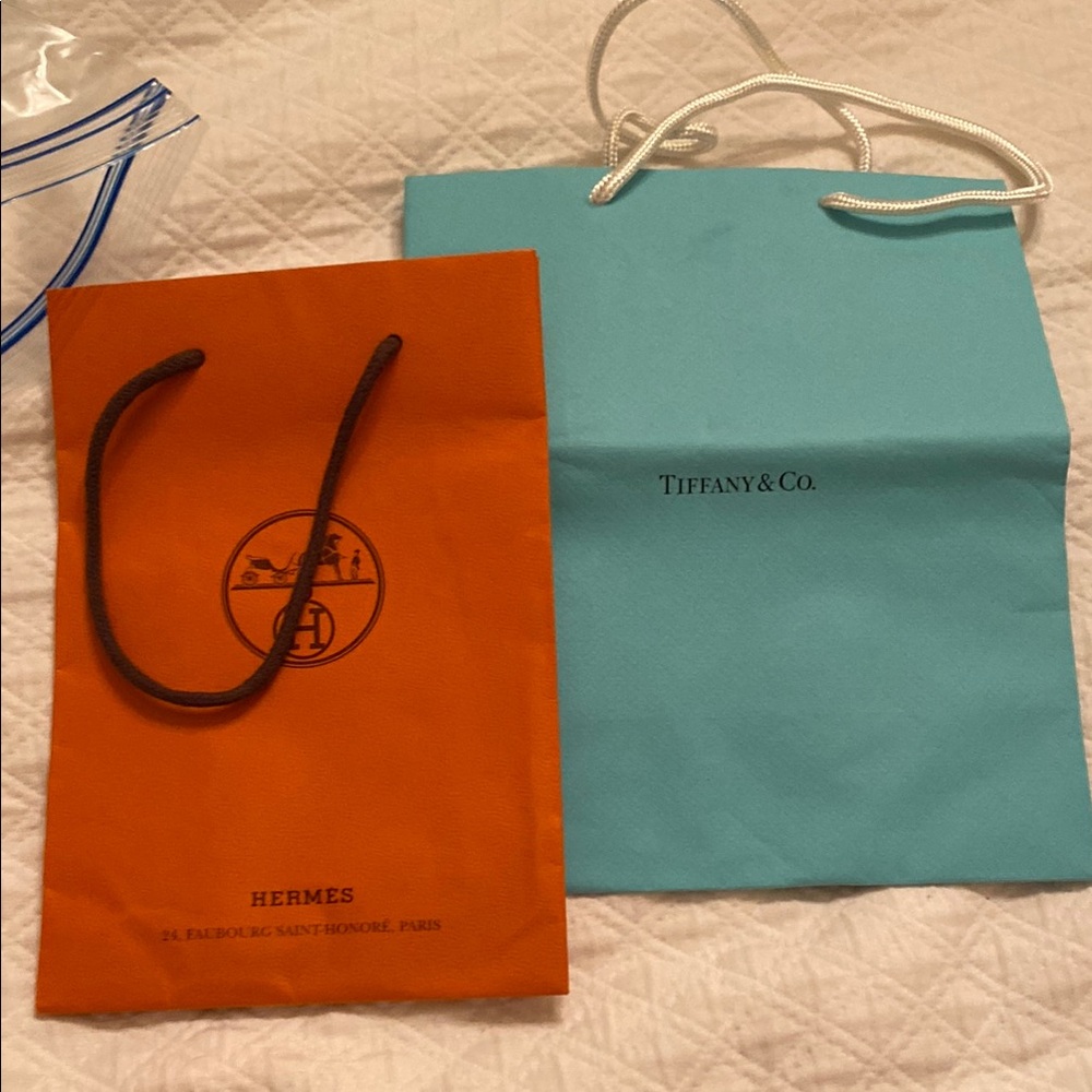 Hermès (6”x9”)  and Tiffany & Co. (9.5” x8”)Shopping Bags